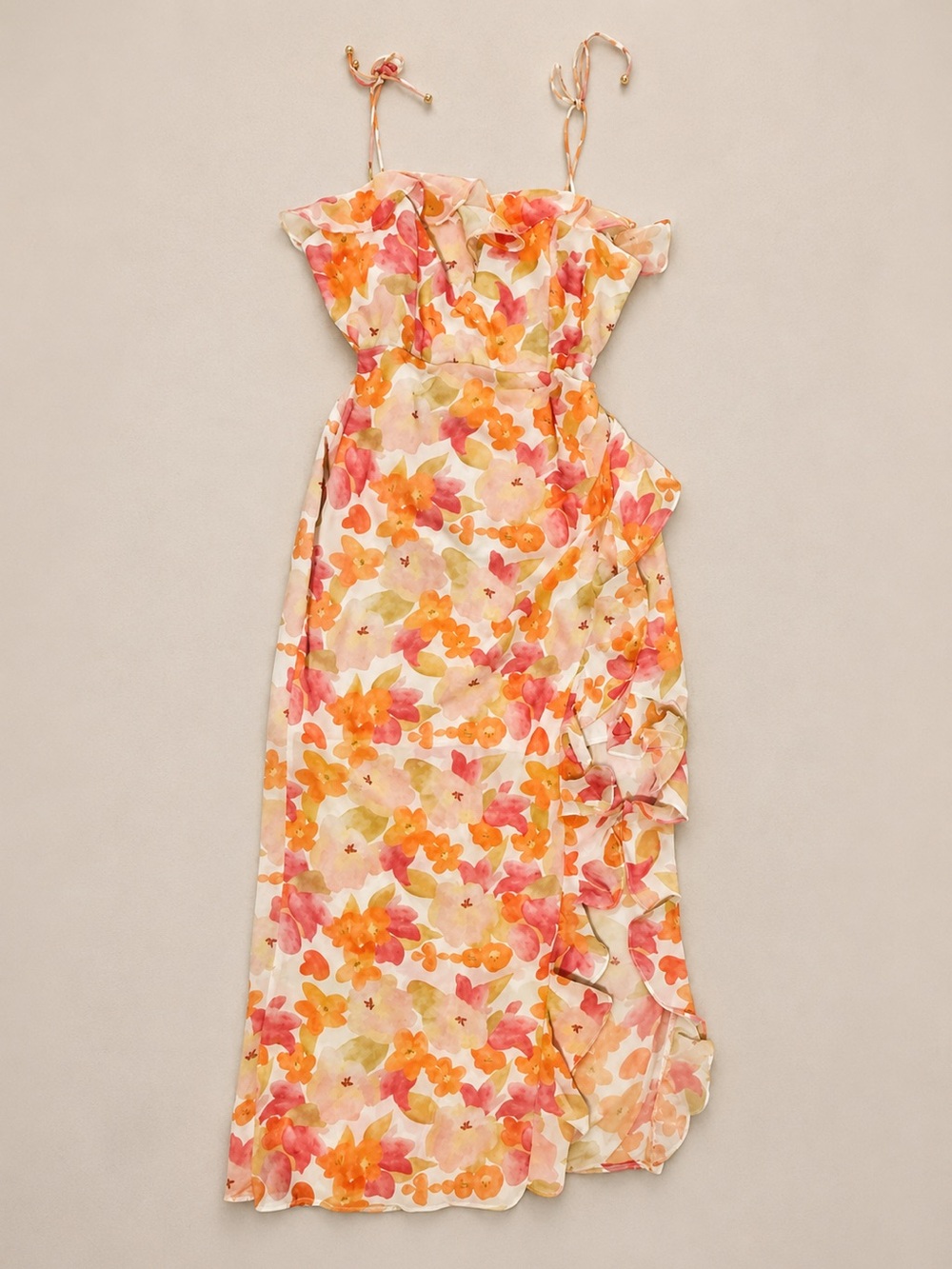 One and Only Collective Floral Ruffle Midi Dress | AU 12 / US L